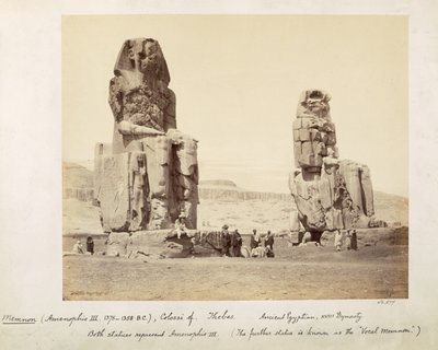 I colossi di Memnone, statue di Amenhotep III, XVIII dinastia, c.1375-1358 a.C., Tebe, 1862 da Francis Bedford